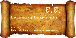 Belinszky Benjámin névjegykártya